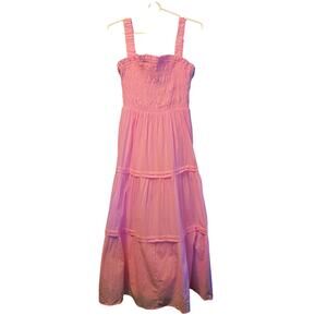 LFD pink smocked top tiered maxi dress nwt prairecore size medium